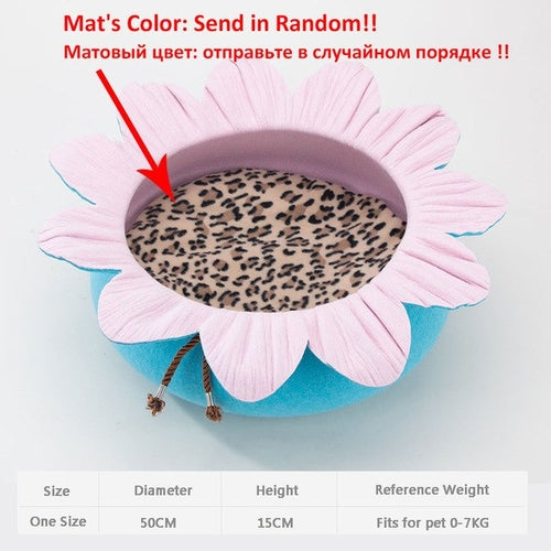 Lotus Leaf Shape Cat Bed House 100 Percent Cotton Gothic Cozy Hideaway For Cats Soft Plush Interior