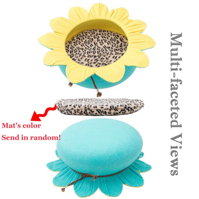 Lotus Leaf Shape Cat Bed House 100 Percent Cotton Gothic Cozy Hideaway For Cats Soft Plush Interior