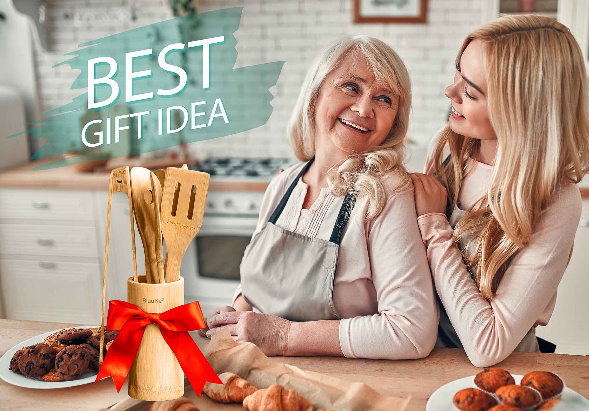 Bamboo Kitchen Utensils Set 8 Piece for Eco Conscious Home Cooks Mystic Sustainable Wooden Spatulas Spoons Tongs