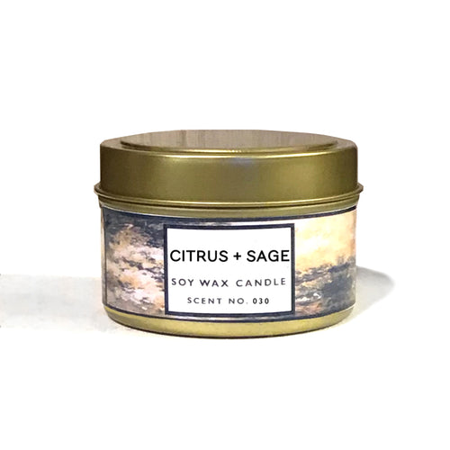 Citrus Sage Soy Wax Candle Hand Poured In Brooklyn Moonlit Calm 100 Percent Natural Oils For Free Spirited Souls
