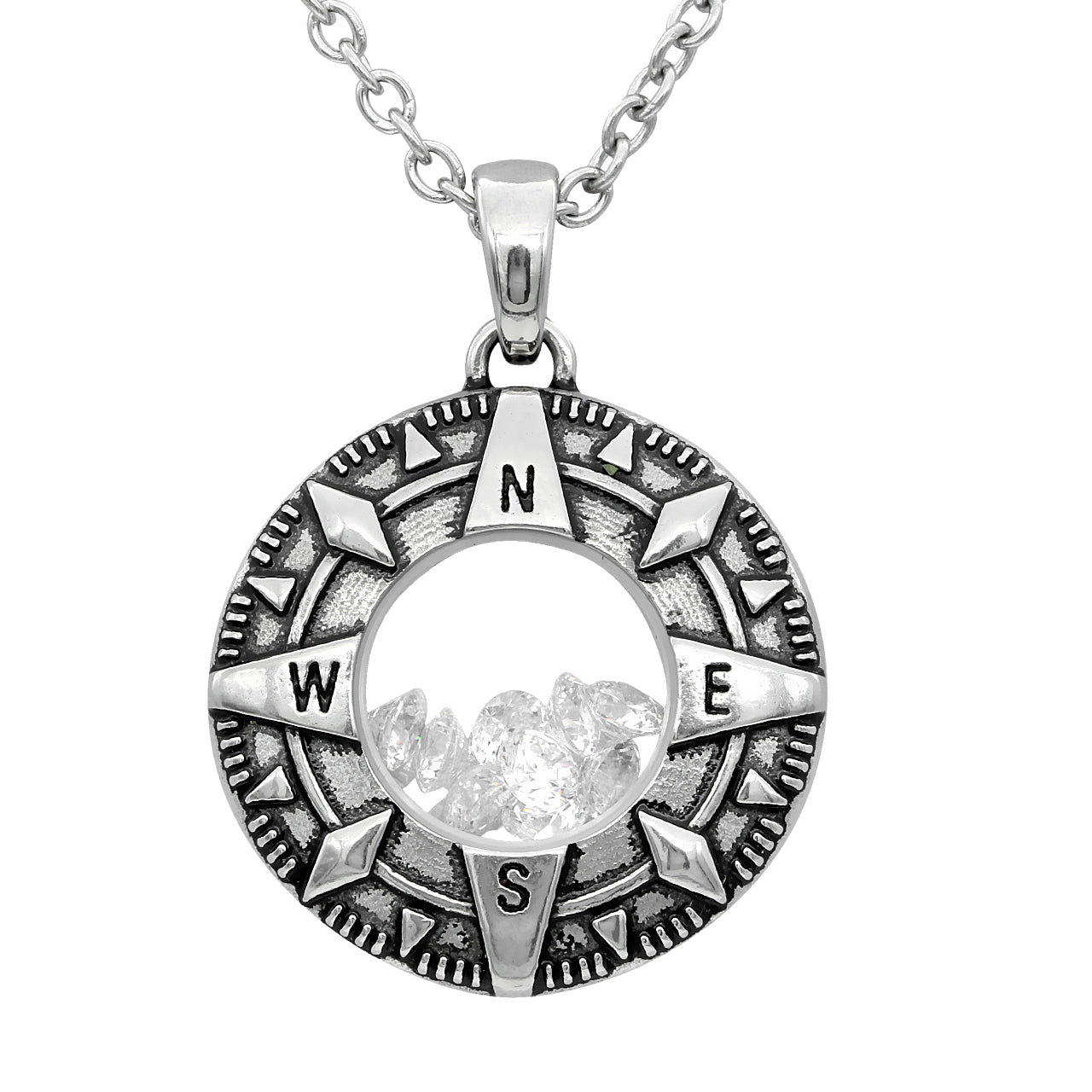 Compass Floating Charm with necklace
