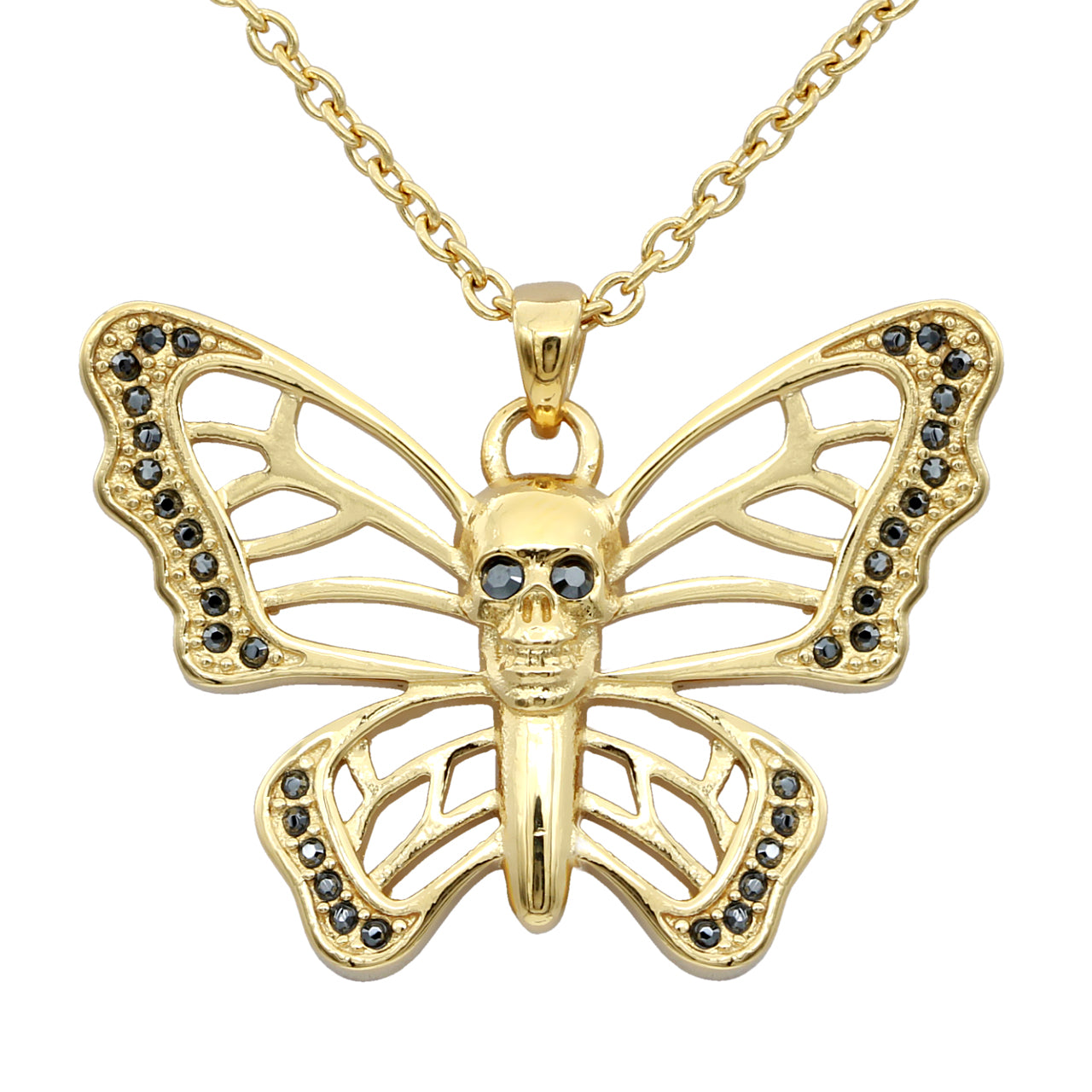 Butterfly Skull Gold-Plated Necklace