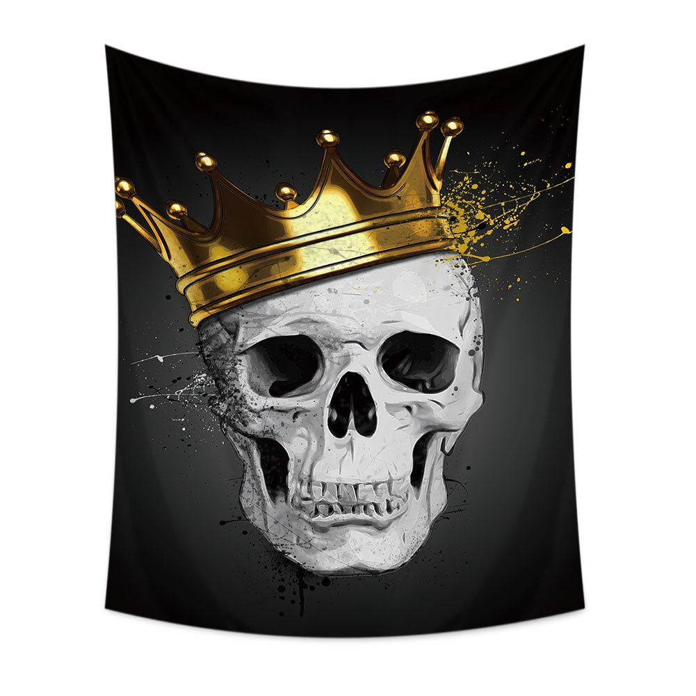 Skull King Tapestry, Skeleton Crown, Tapestry Aesthetic, Wall Hanging