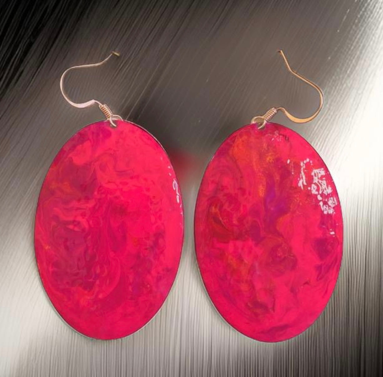 Pink Marble Oval Dome Lures of Love Earrings