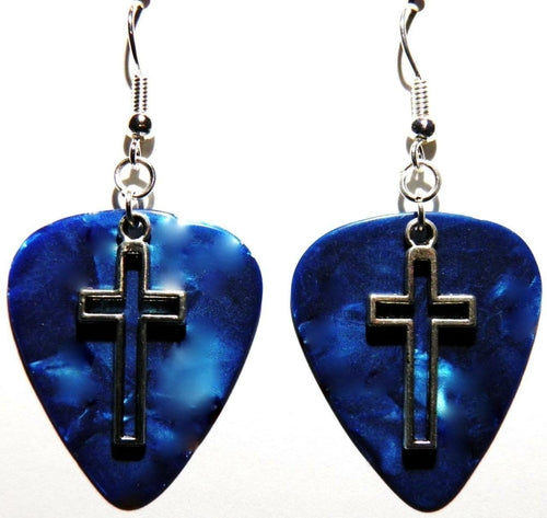 Open Cross Handcrafted Guitar Pick Earrings Colorful Dangle Earrings For Music Lovers Gothic Style And Festival Ready