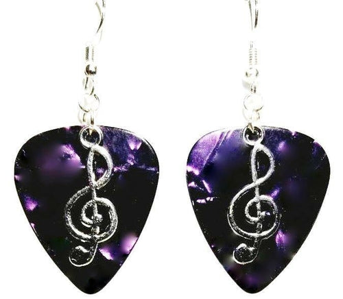 Handmade Guitar Pick Earrings | Treble Clef