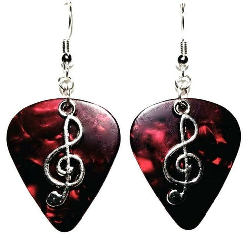 Handmade Guitar Pick Earrings | Treble Clef