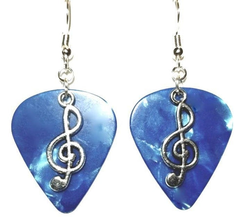 Handmade Guitar Pick Earrings | Treble Clef