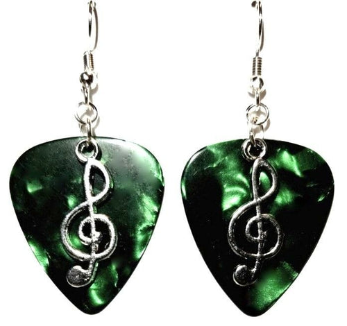 Handmade Guitar Pick Earrings | Treble Clef