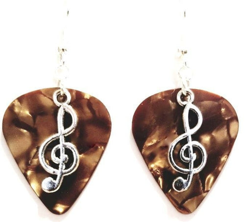 Handmade Guitar Pick Earrings | Treble Clef