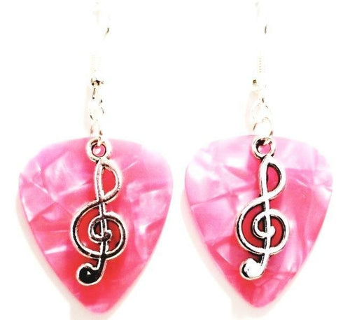 Handmade Guitar Pick Earrings | Treble Clef