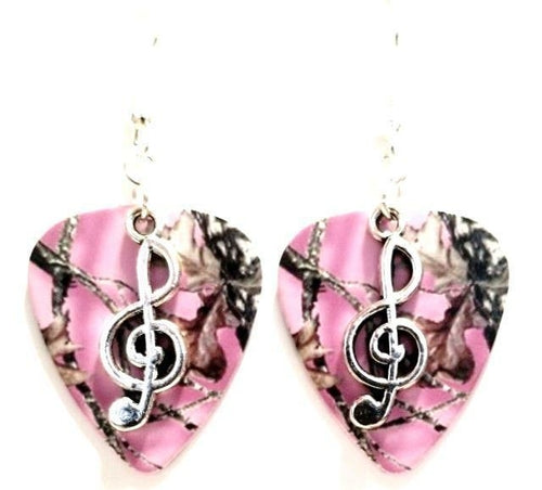 Handmade Guitar Pick Earrings | Treble Clef
