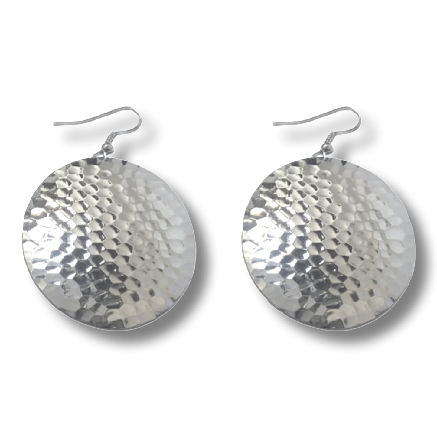 Silver Hammered Circle Earrings