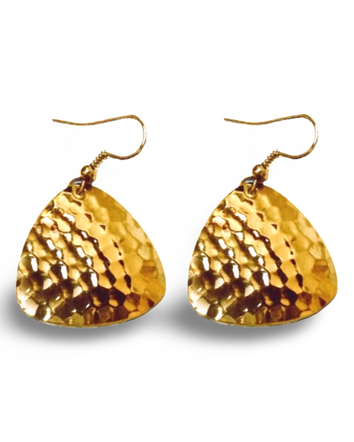 Hammered Guitar Pick Dangle Earrings