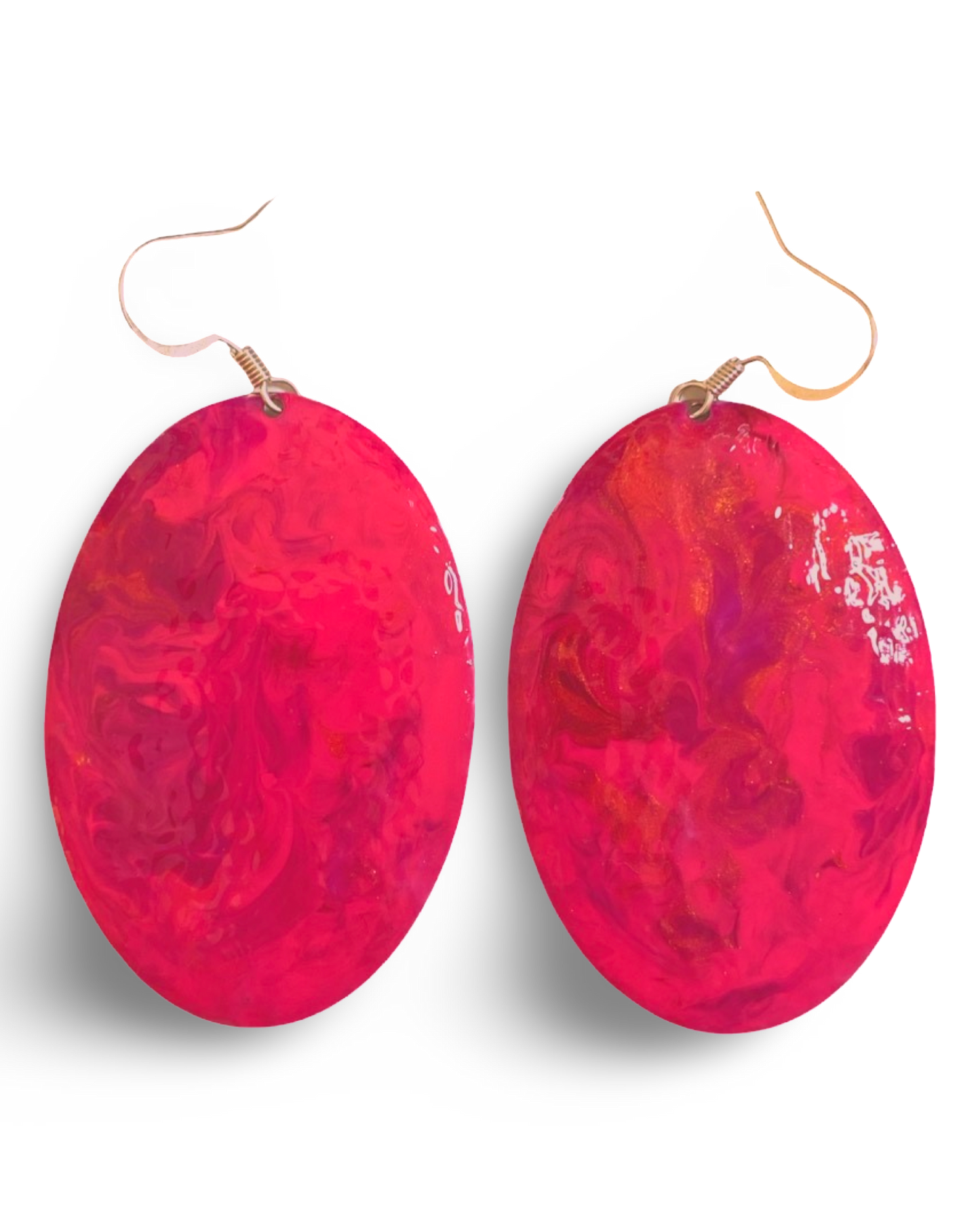 Pink Marble Oval Dome Lures of Love Earrings