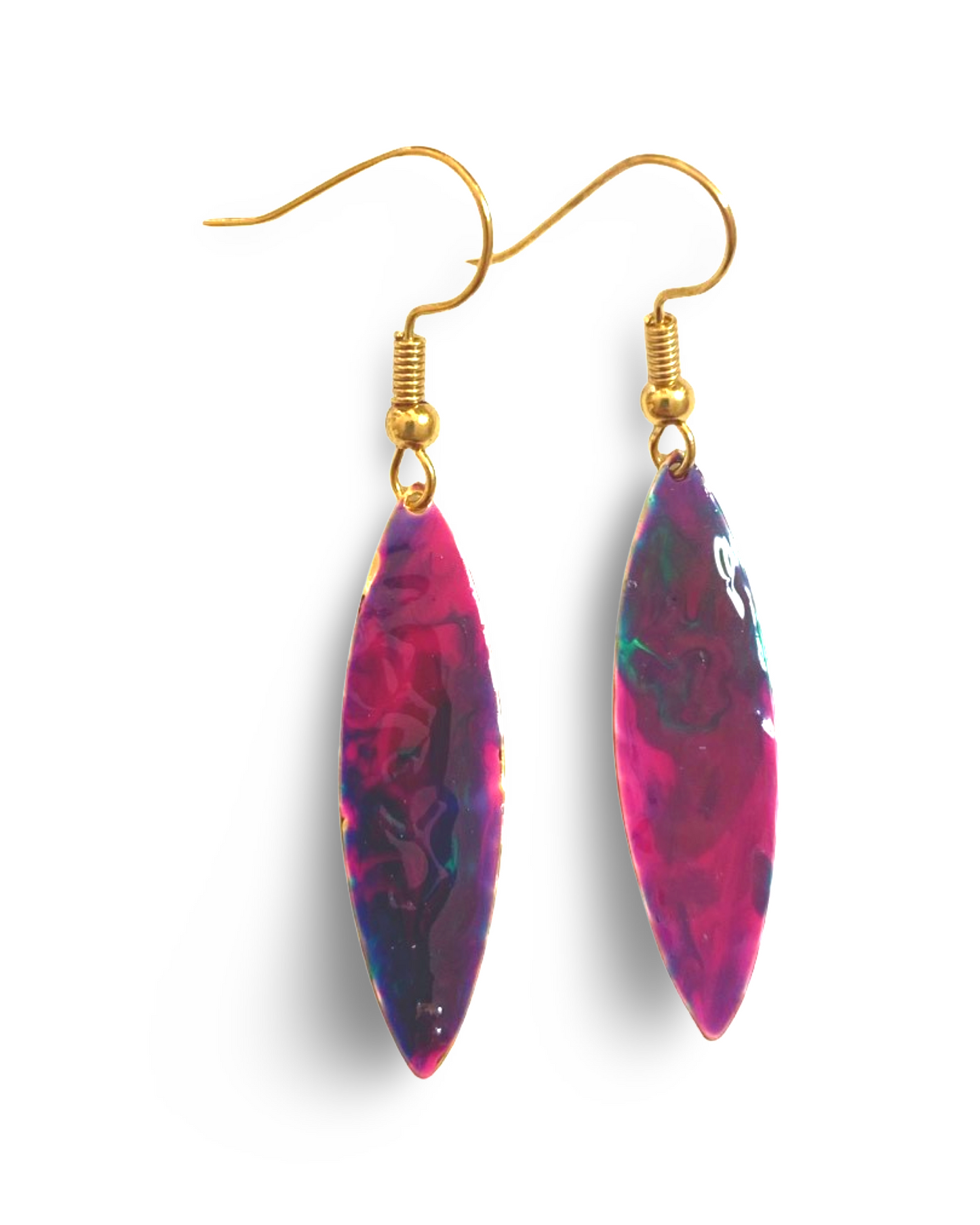 Purple Marble Mini Navette Lures of Love Earrings