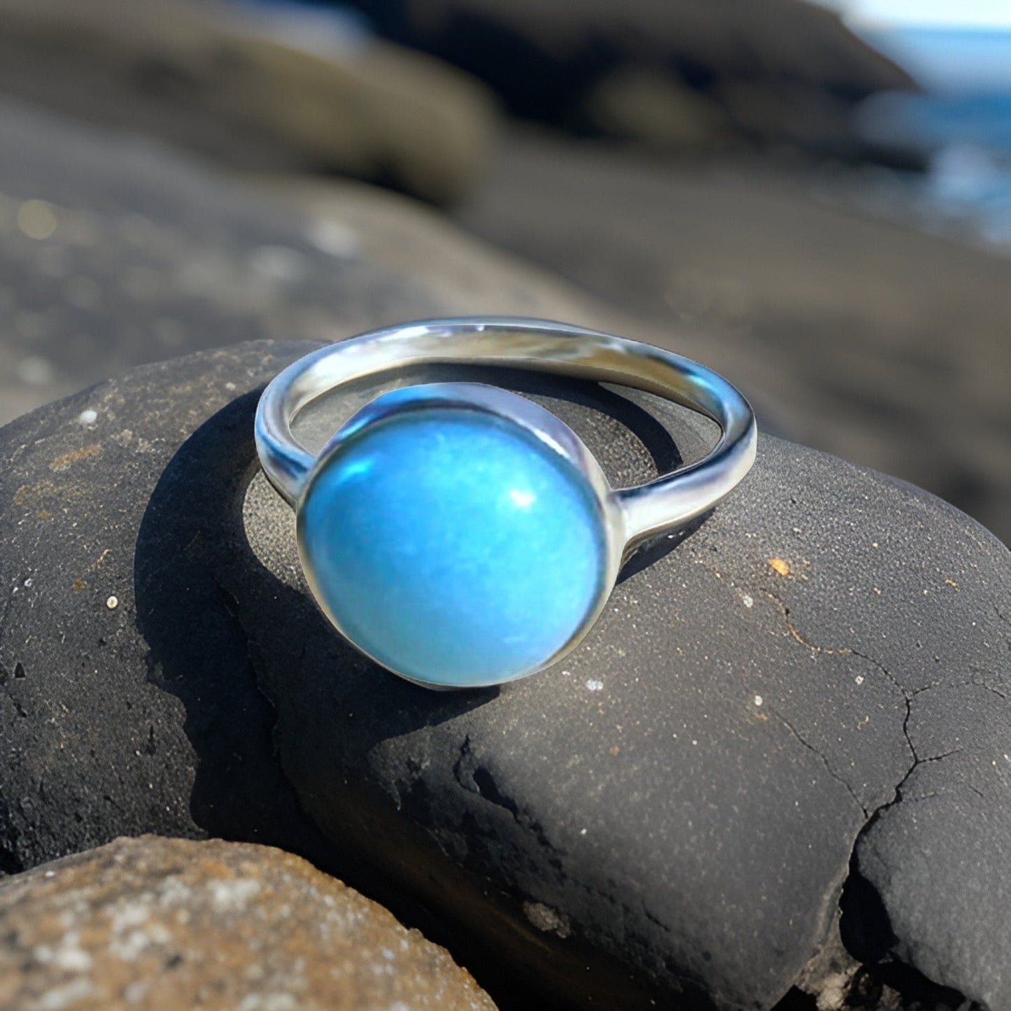 Turquoise Gemstone Round Ring