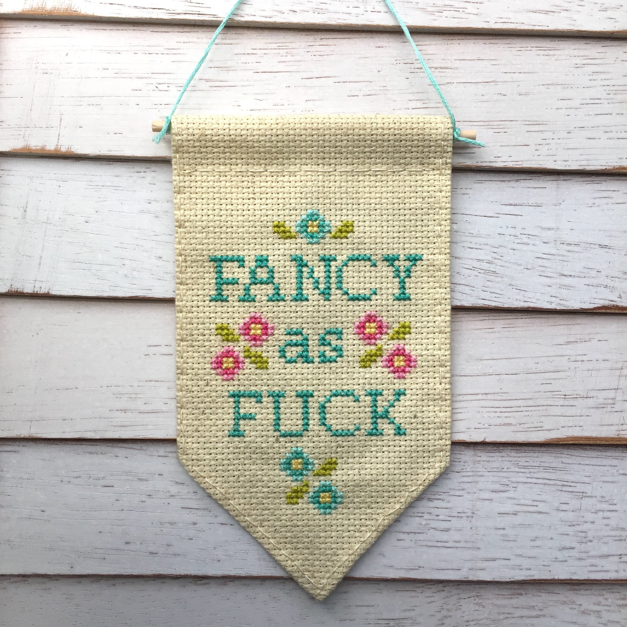 Fancy as F*ck Tiny Banner Counted Cross Stitch Kit
