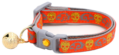 Gold Glitter Skulls Breakaway Cat Collar