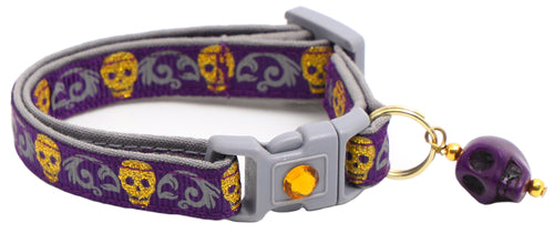 Gold Glitter Skulls Breakaway Cat Collar