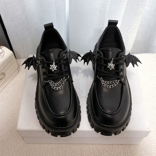 Metal Chain Platform Lolita Gothic Shoes Woman 2023 Spring College