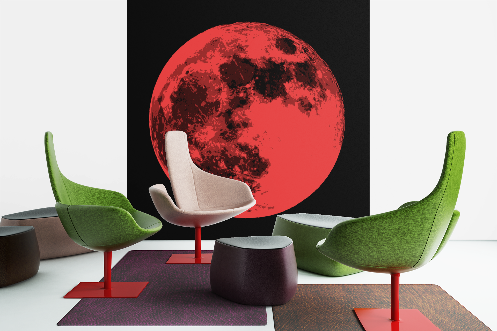 Mystic Moon Pop Art Canvas Print Bold Colorful Full Moon For Modern Home Decor Enthusiasts
