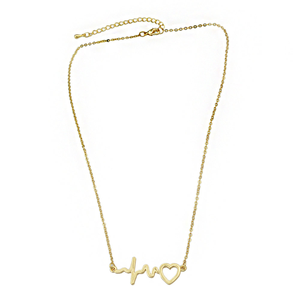 Minimalist Jewelry Gold Silver Chain Heartbeat Pendant Necklace Party