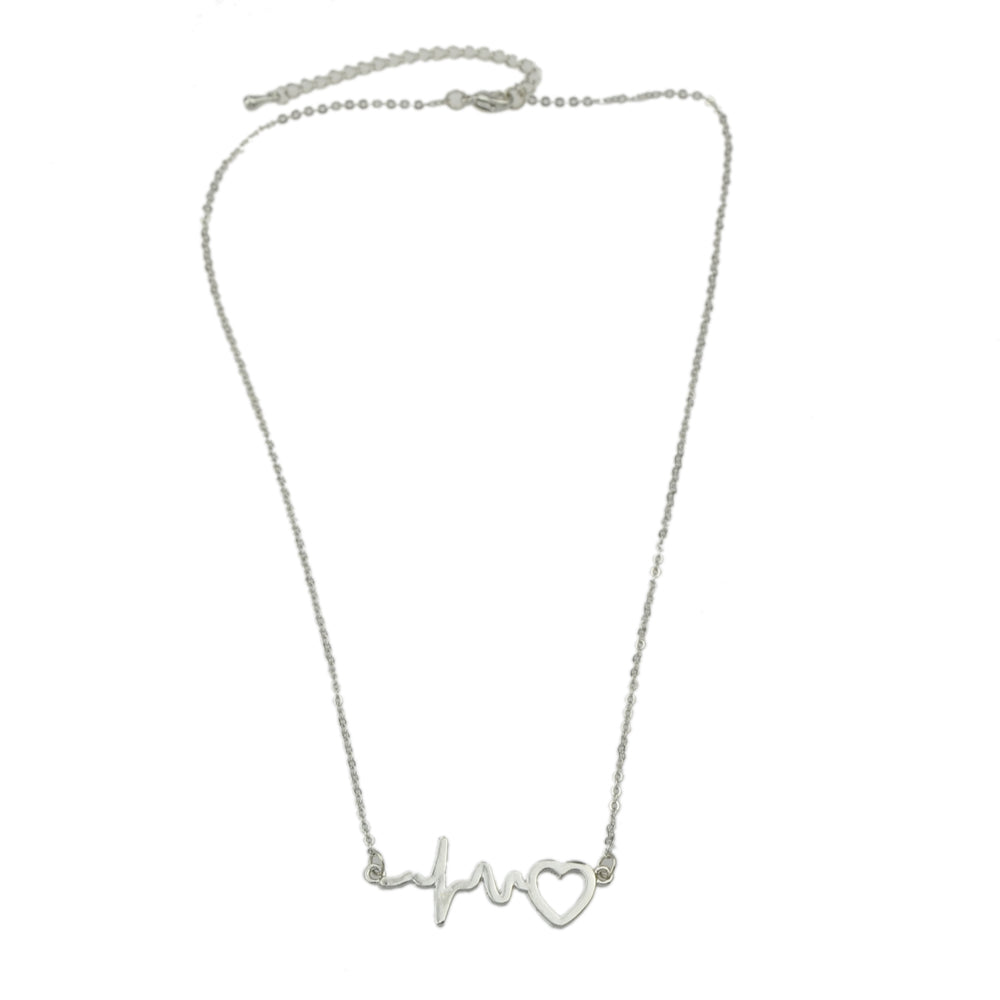 Minimalist Jewelry Gold Silver Chain Heartbeat Pendant Necklace Party
