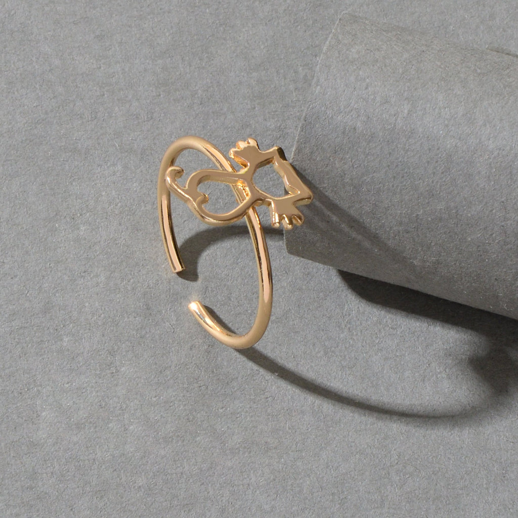 Cute Gold Plated Cat Finger Open Ring Minimalist Jewellery Dainty Gift