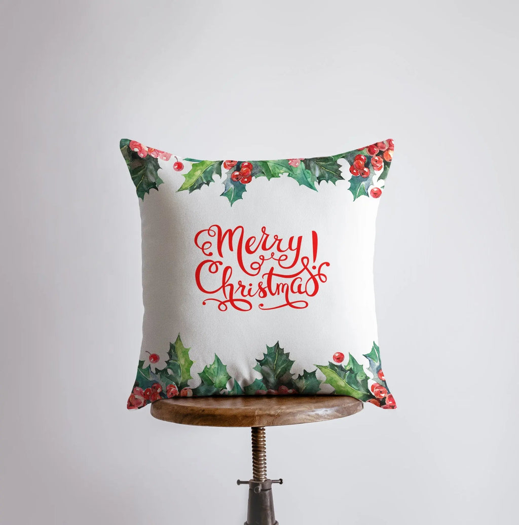 Merry Christmas Holly Pillow
