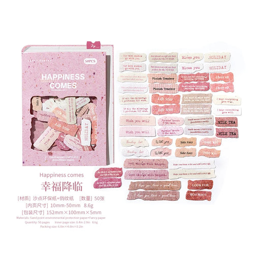 JIANQI 50 pcs Vintage English letter Stickers Specialty paper material