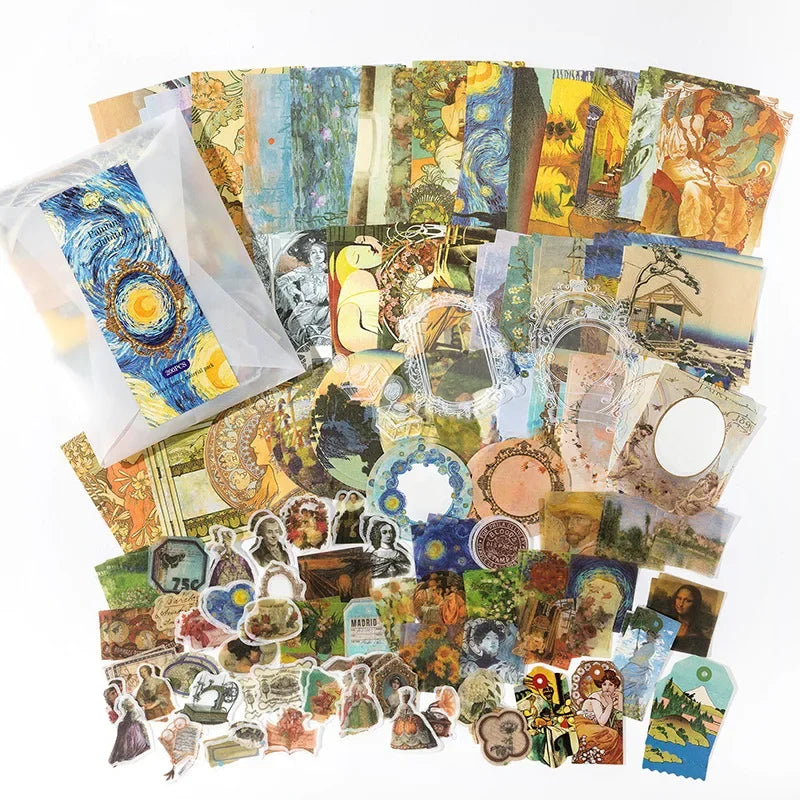 200 Pcs Vintage Stickers material Paper Scrapbooking Set Planner Hand