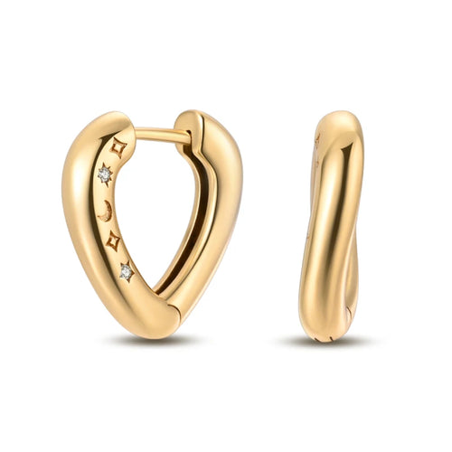 Classic Earrings 925 Silver Stars Moons Pearls Bees Golden Hoop