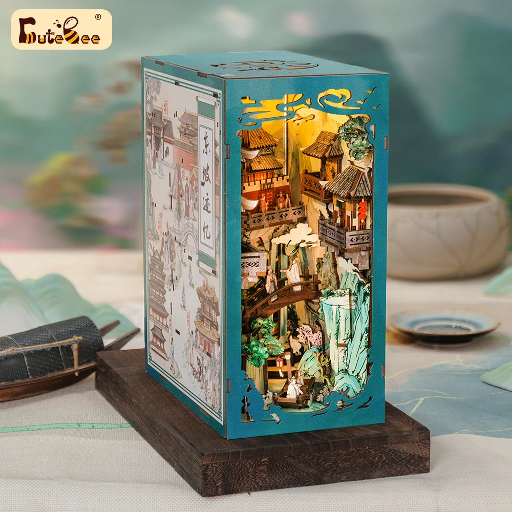 CUTEBEE Antiquity Book Nook Chinese Style Doll House Kit with Touch