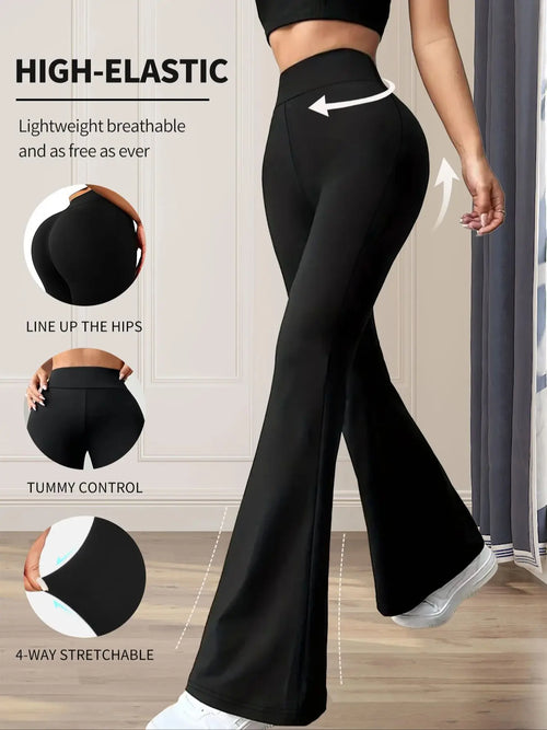 Women's spring and summer high waisted tight fitting flared pants,