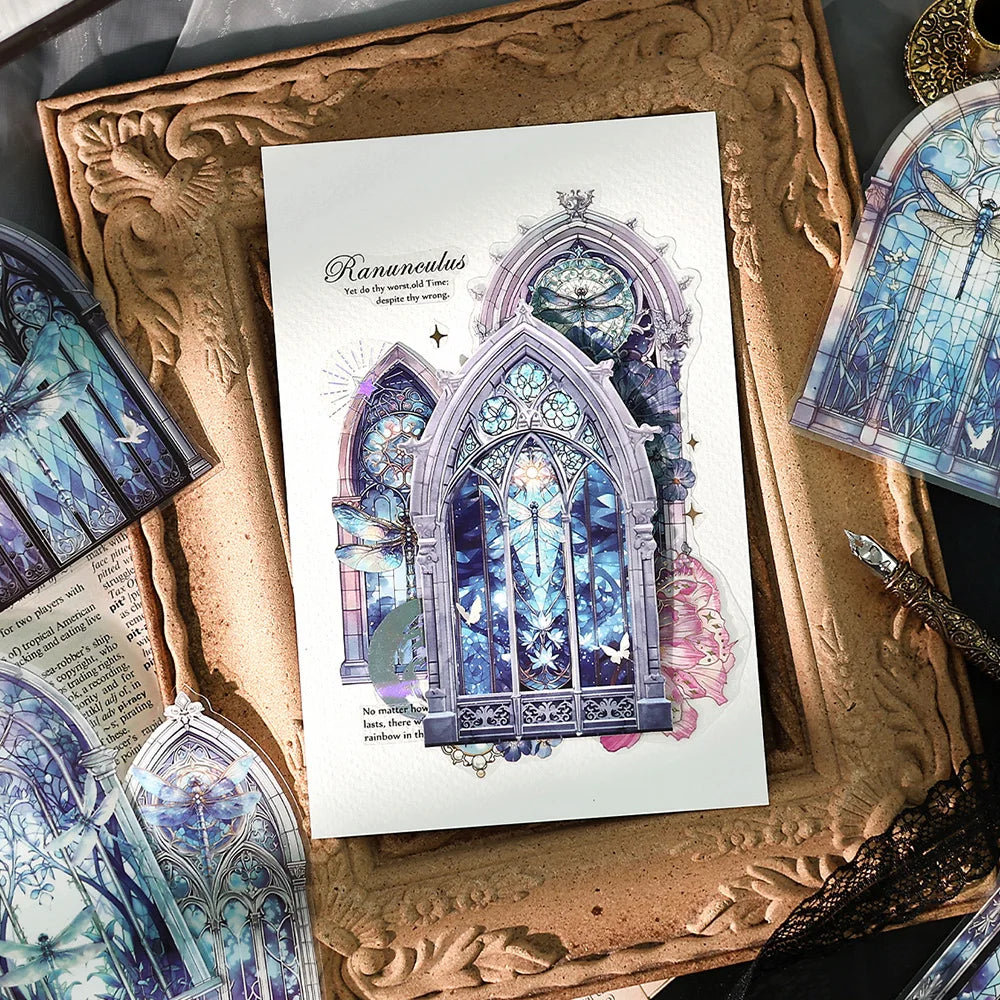 10 Pieces Flower Window Sticker Pet Materials for Collage Junk Journal DIY Craft Supplies