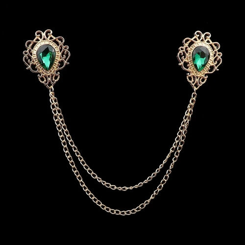 Fashion Gentleman Tassel Brooch For Men Suit Shirt Collar Crystal