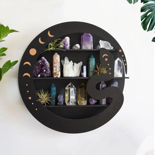 Shelf for Crystal Display Multi Layered Wooden Stand Moon Butterfly