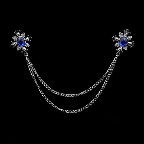 Fashion Gentleman Tassel Brooch For Men Suit Shirt Collar Crystal