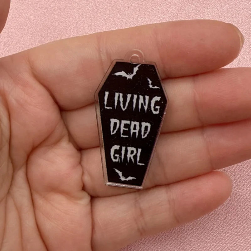 12-Piece Halloween Coffin Acrylic Pendants - DIY Earring & Jewelry Making Charms
