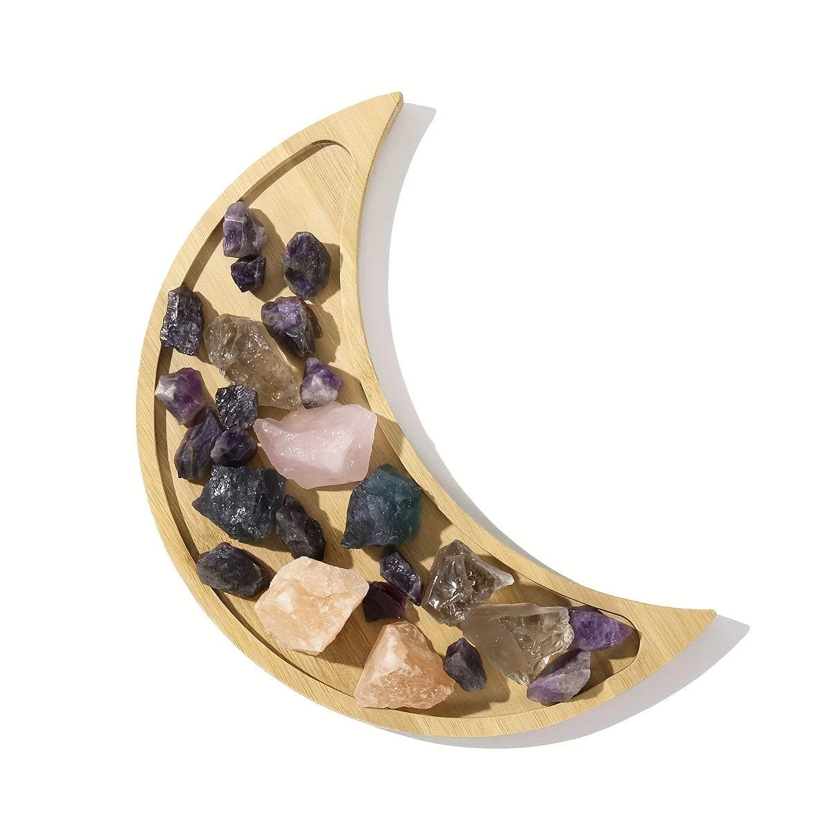 Moon Tray Crystal Holder Display Wooden Crystal Tray for Stones,
