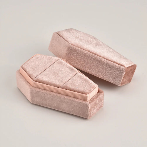 TAIMY Gothic Mini Coffin Ring Jewelry Box Detachable Lid Double Ring