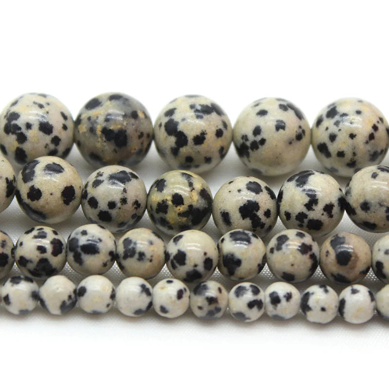 Natural Stone Dalmation Jasper Round Loose Bead 15" Strand 6 8 10 MM