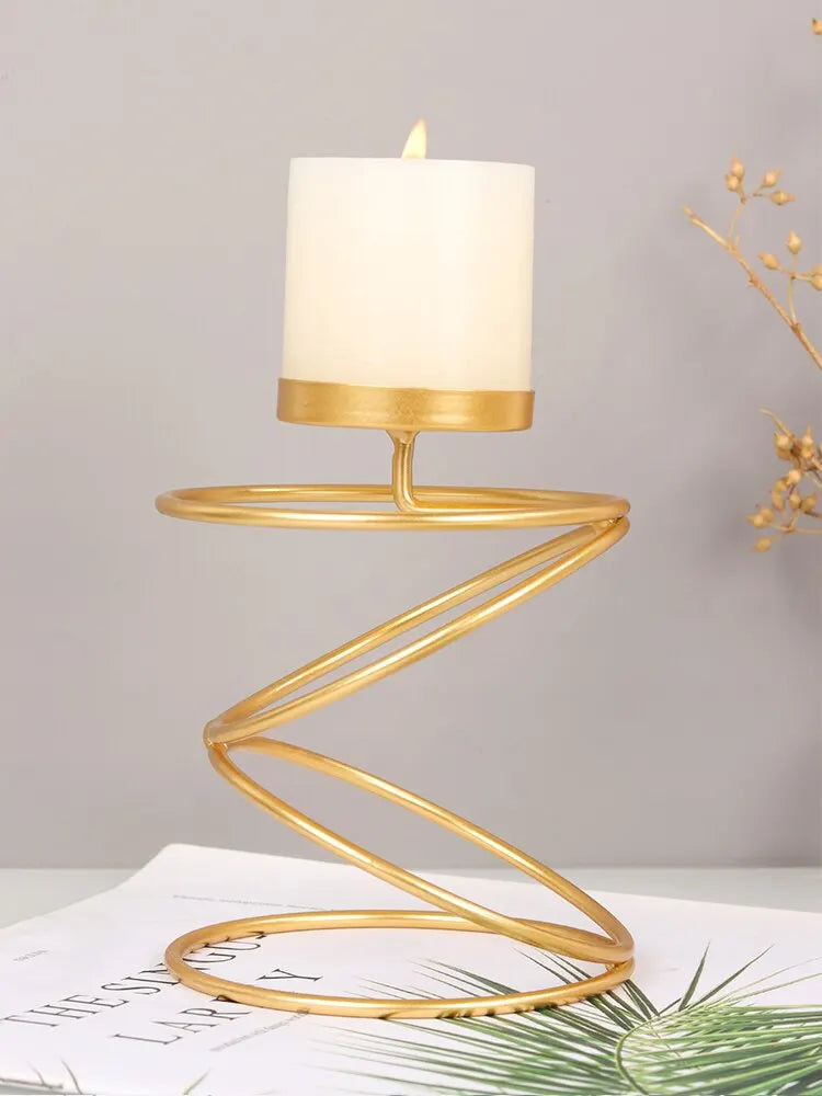 Ins Luxury Style Metal Candle Holders Simple Golden Wedding Decoration
