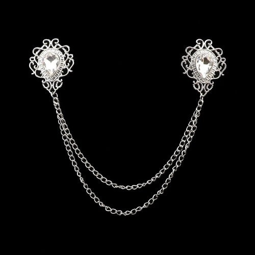 Fashion Gentleman Tassel Brooch For Men Suit Shirt Collar Crystal