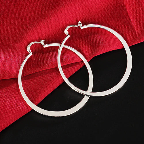 Top Quality 925 Sterling Silver Earrings Simple Round Circle Hoop