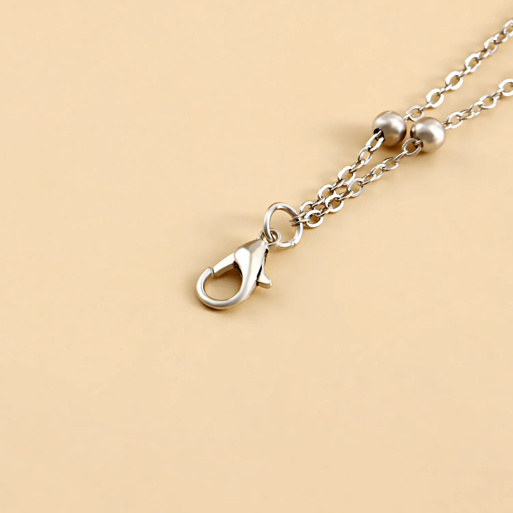 Double Layer Beads Leg Chain Sex Silver Color Metal Crescent Pendant