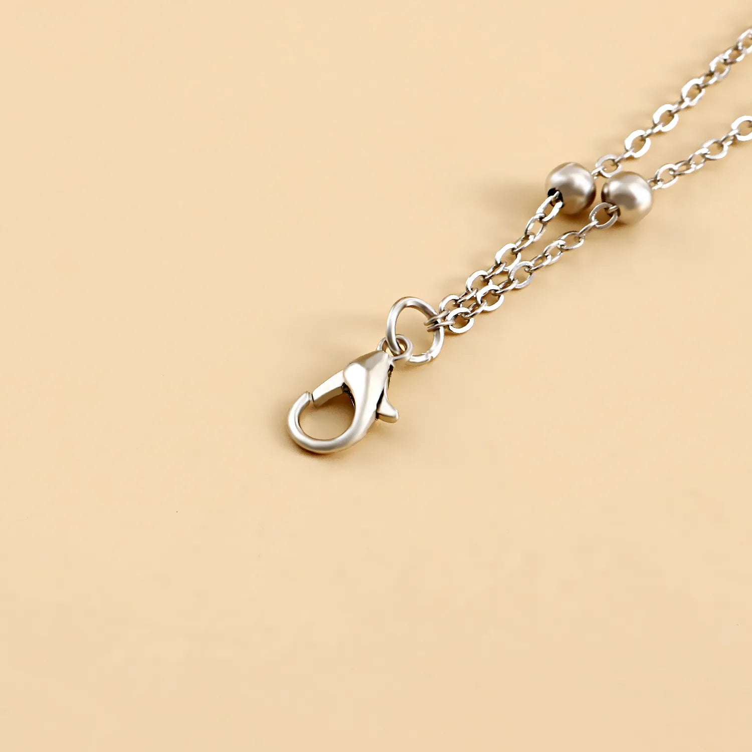 Double Layer Beads Leg Chain Sex Silver Color Metal Crescent Pendant