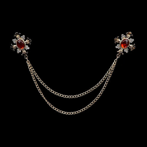 Fashion Gentleman Tassel Brooch For Men Suit Shirt Collar Crystal