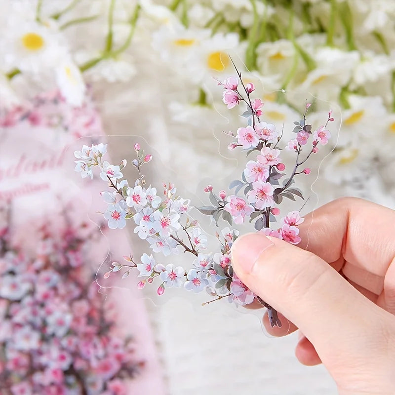 30 Piece Pack Vintage Plant Flowers PET Waterproof Stickers For DIY Crafts Scrapbooking